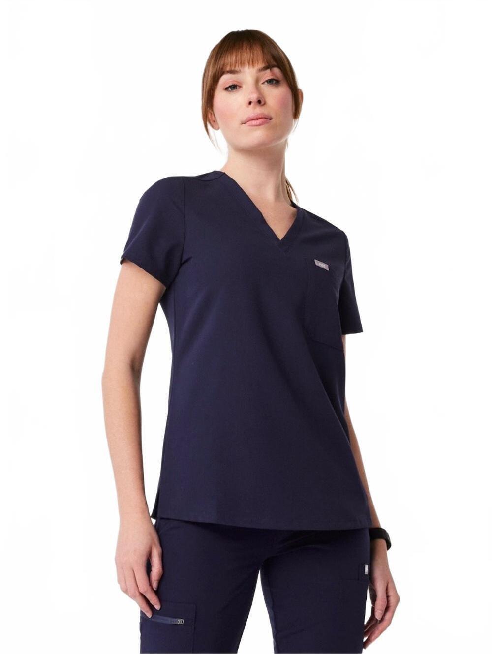 Figs V-Neck Catarina One Pocket Scrub Top Shirt Navy Blue FW1000 Women's Size XS